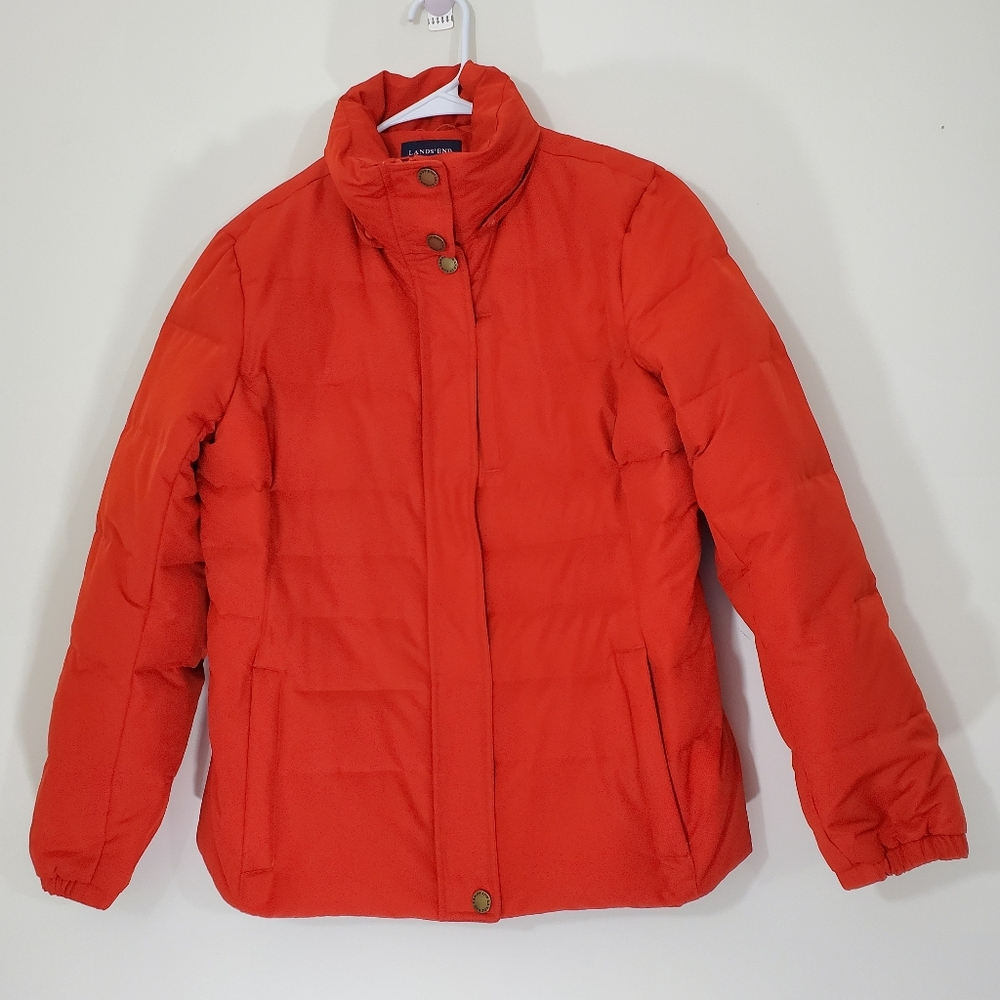 Lands End Orange Puffer Jacket, Size Small